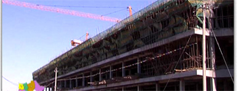 招遠(yuǎn)皮革城使用空心樓蓋芯模項目封頂